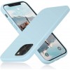 Husa iPhone 14 Pro Max, SIlicon Catifelat cu interior Microfibra, Light Blue